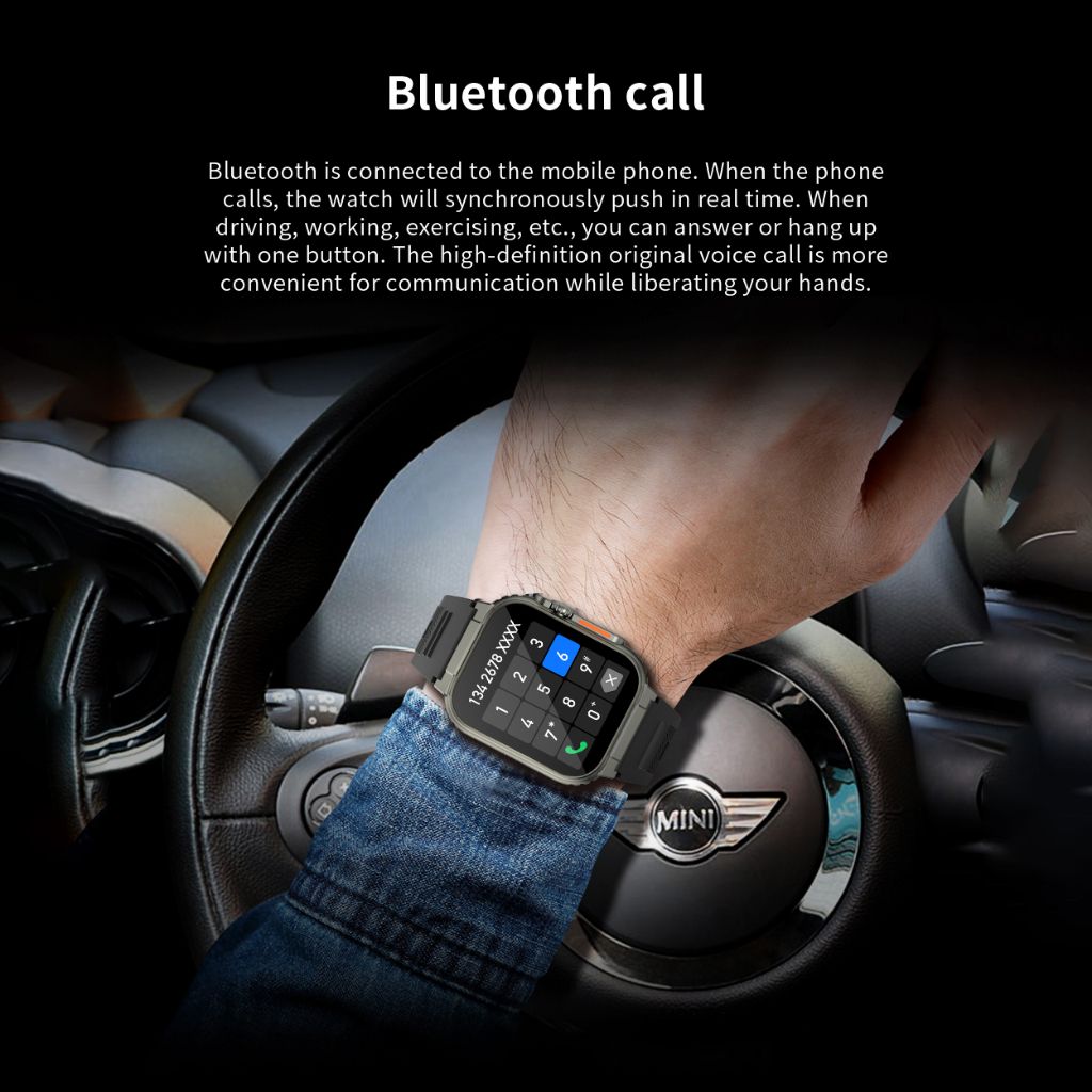 A70 Outdoor Sports smart watch Men Women Fitness Heart Rate Monitor Bluetooth Smart Watch Men 1.96'' Full Touch Sleep Monitor IP68 Waterproof Smart watch For Men Silver watch Wrist Watch Sport Watch