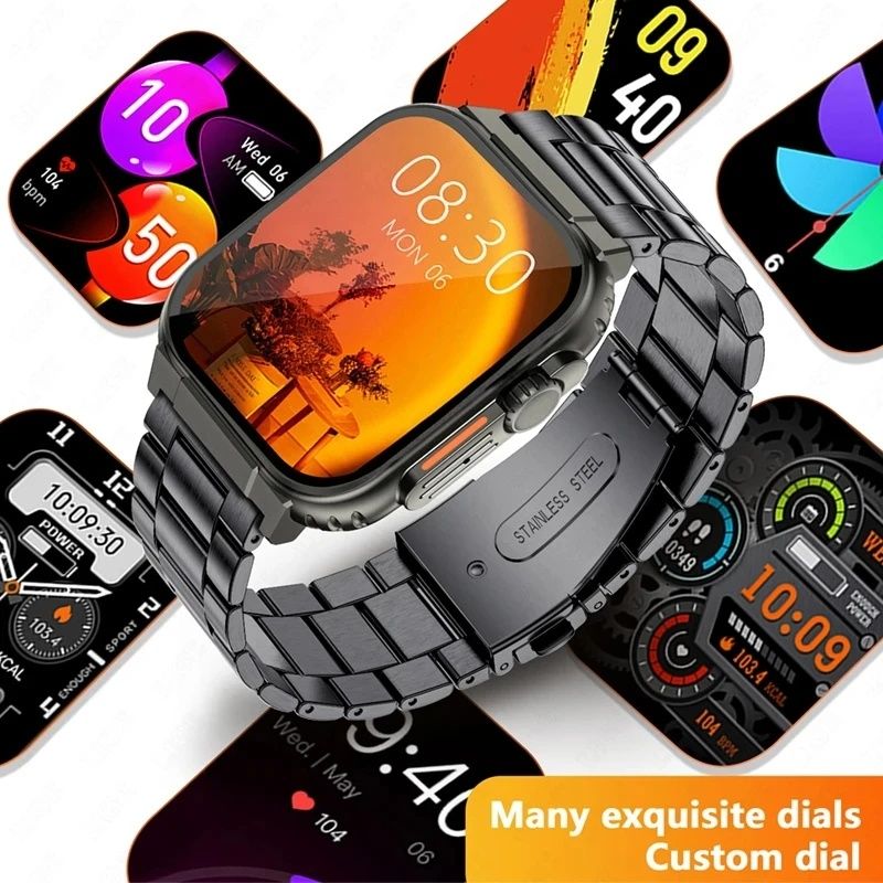 A70 Outdoor Sports smart watch Men Women Fitness Heart Rate Monitor Bluetooth Smart Watch Men 1.96'' Full Touch Sleep Monitor IP68 Waterproof Smart watch For Men Silver watch Wrist Watch Sport Watch