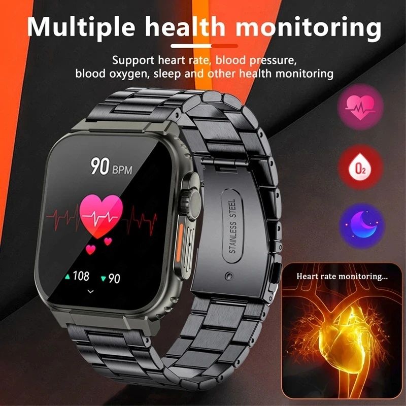 A70 Outdoor Sports smart watch Men Women Fitness Heart Rate Monitor Bluetooth Smart Watch Men 1.96'' Full Touch Sleep Monitor IP68 Waterproof Smart watch For Men Silver watch Wrist Watch Sport Watch