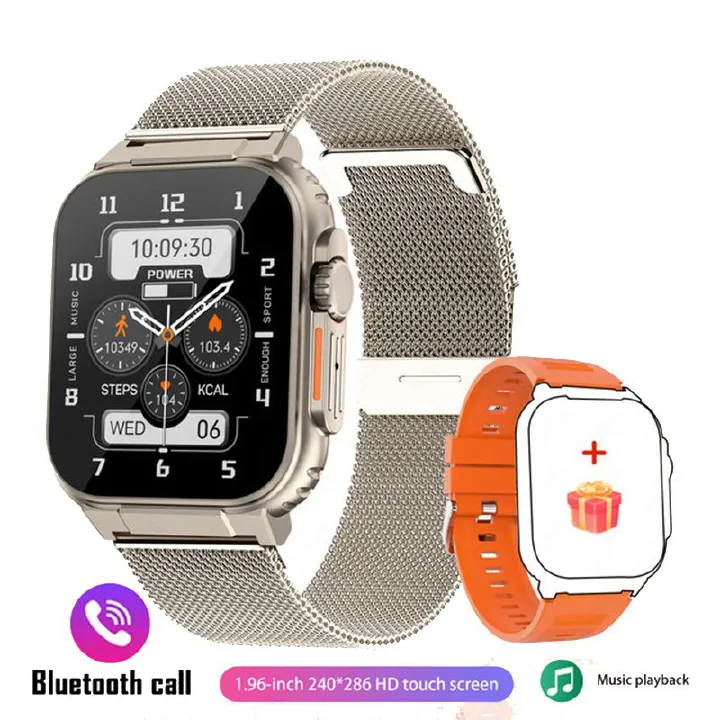 A70 Outdoor Sports smart watch Men Women Fitness Heart Rate Monitor Bluetooth Smart Watch Men 1.96'' Full Touch Sleep Monitor IP68 Waterproof Smart watch For Men Silver watch Wrist Watch Sport Watch