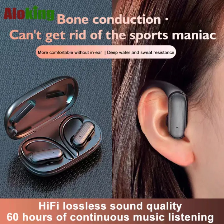 Aloking TWS Earbuds A520 Wireless Bluetooth Earphones Deep Bass Waterproof Sports Wireless Earbuds Gaming Music HD Call In ear Noise Cancelling Earphone With Microphone Earphone Hanging Headset Earpod