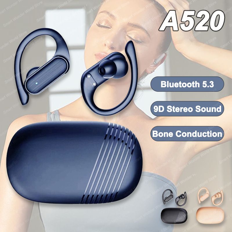 A520 TWS earphone Bluetooth 5.3 Wireless HD Call HiFi Stereo Sound Sport Bone Conduction Headphones With Mic Aloking Bluetooth Earphone Noise Cancelling Waterproof Sports Wireless Earbuds Earpods