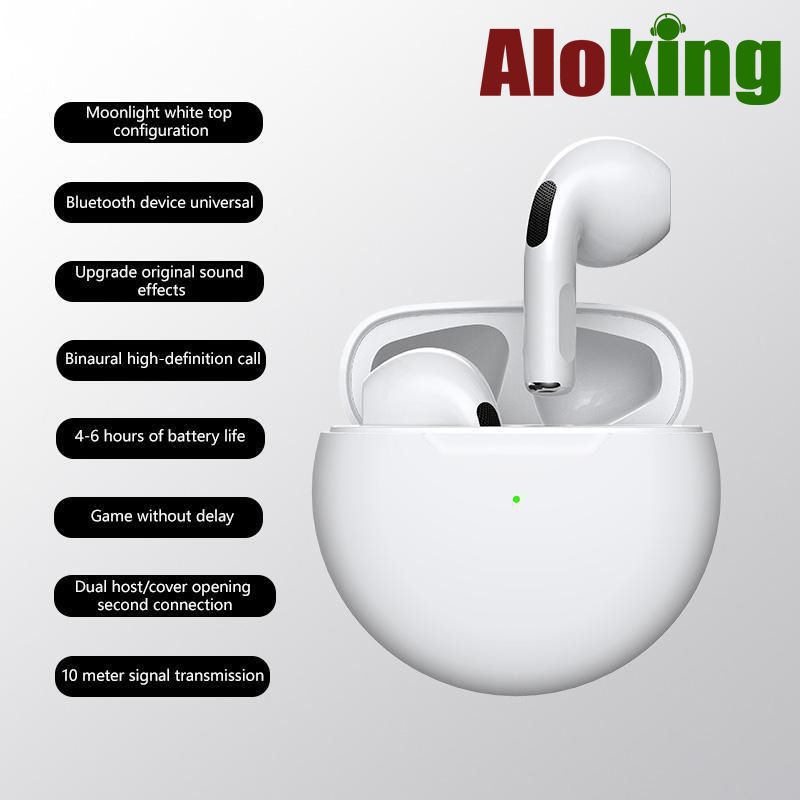 Aloking Air Pro 6 TWS Bluetooth Headset Wireless Headphones with Microphone Fone Bluetooth Sport Run to Apple iPhone Pro6 Earphones earpods wireless earbuds gaming Earbuds airpod wireless earphone