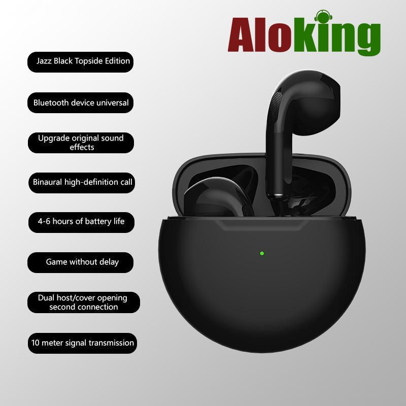 Aloking Air Pro 6 TWS Bluetooth Headset Wireless Headphones with Microphone Fone Bluetooth Sport Run to Apple iPhone Pro6 Earphones earpods wireless earbuds gaming Earbuds airpod wireless earphone