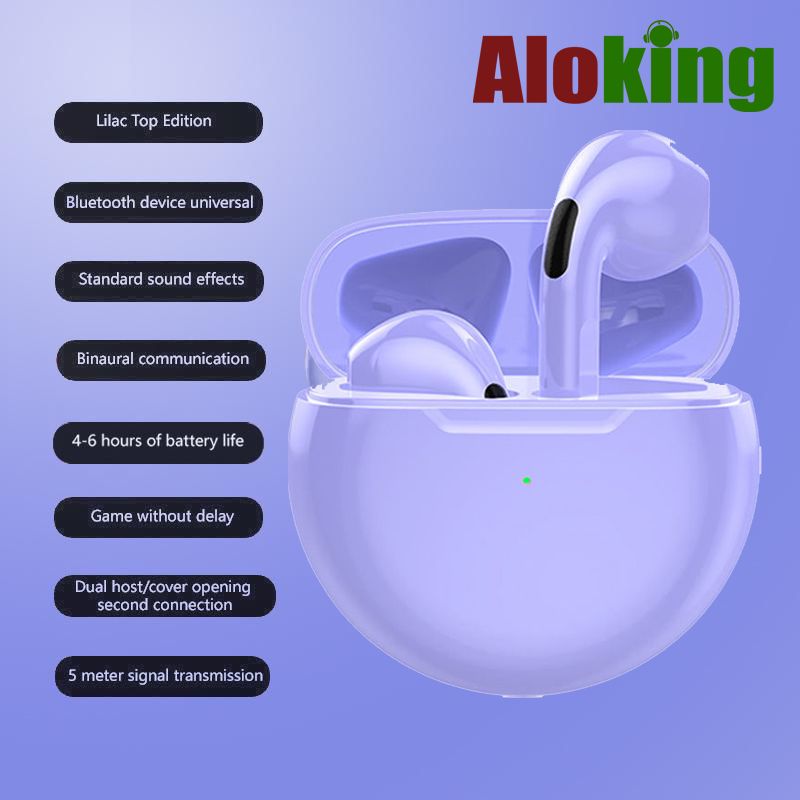 Aloking Air Pro 6 TWS Bluetooth Headset Wireless Headphones with Microphone Fone Bluetooth Sport Run to Apple iPhone Pro6 Earphones earpods wireless earbuds gaming Earbuds airpod wireless earphone