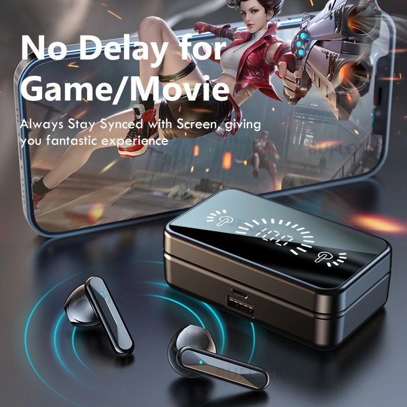 Aloking Buds TWS S20 Mirror Earphone TWS Bluetooth Earbud Wireless Touch Control Headset Noise Reduction Bluetooth Earphone with Mic Gaming Earbuds Waterproof Bluetooth Headphone Earpods For Women