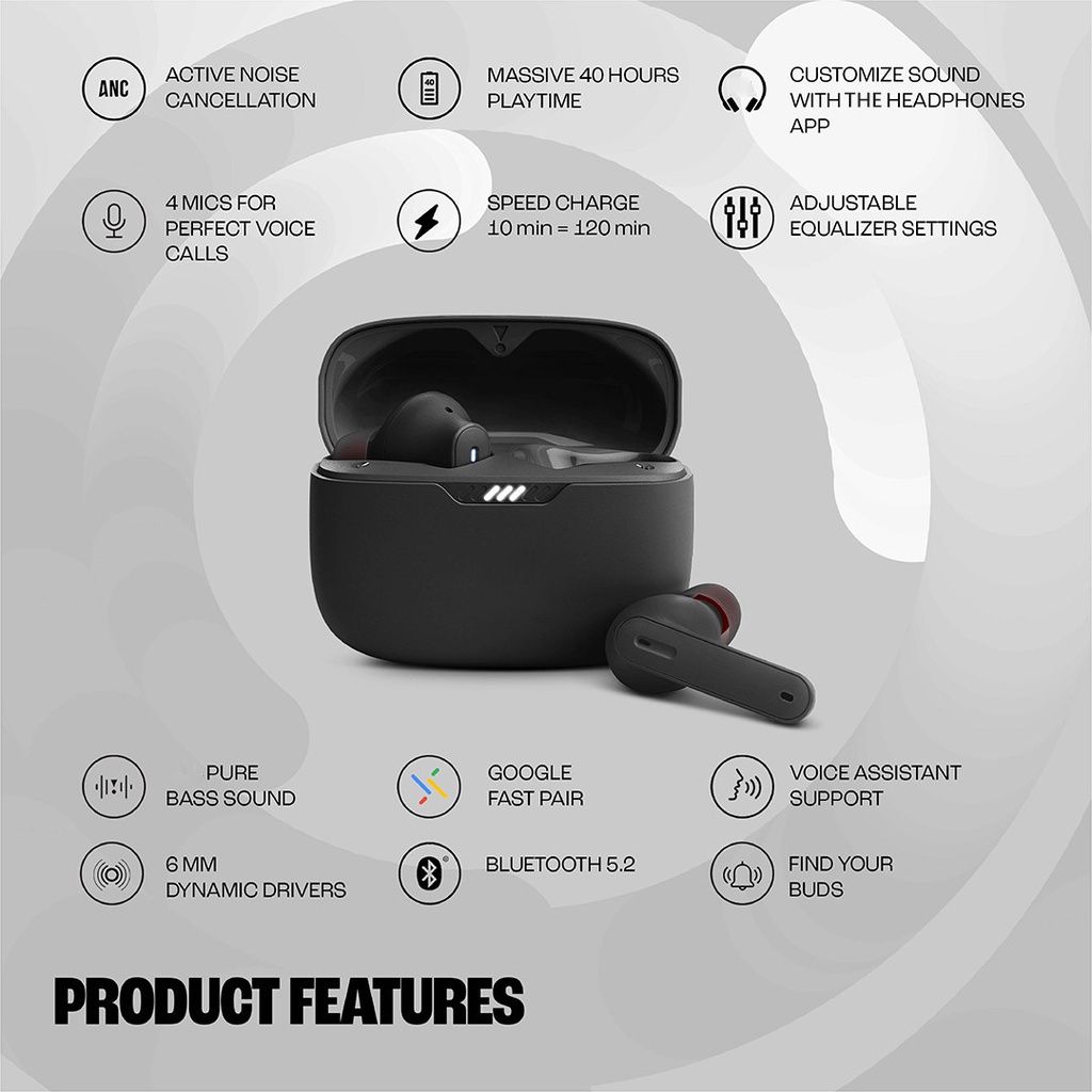 Aloking TWS Tune 230NC Active noise cancelling Pure Bass Wireless Earphone Bluetooth Earphone Touch Control Gaming Wireless Earbuds earpods HD Call Bluetooth Headphone Waterproof Sports Headset Blue