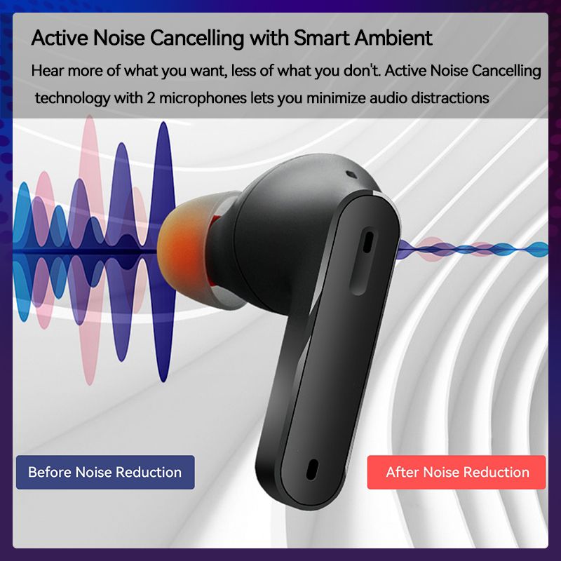 Aloking TWS Tune 230NC Active noise cancelling Pure Bass Wireless Earphone Bluetooth Earphone Touch Control Gaming Wireless Earbuds earpods HD Call Bluetooth Headphone Waterproof Sports Headset Blue