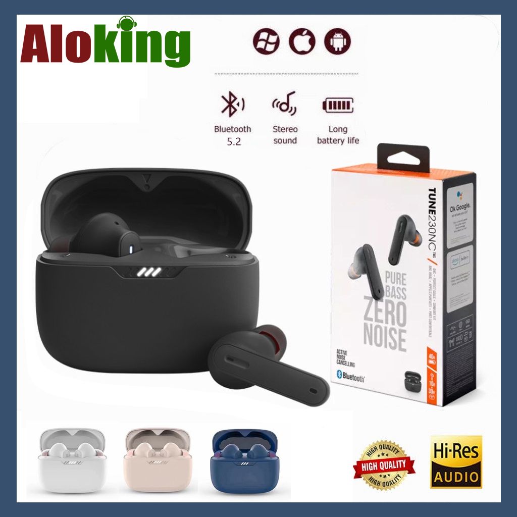 Aloking TWS Tune 230NC Active noise cancelling Pure Bass Wireless Earphone Bluetooth Earphone Touch Control Gaming Wireless Earbuds earpods HD Call Bluetooth Headphone Waterproof Sports Headset Blue