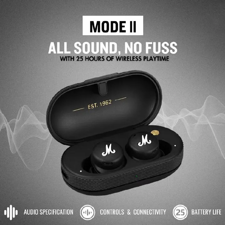 MODE II true wireless Bluetooth headset Marshall M2 Bluetooth headset with heavy bass TWS Wireless Earphone with Mic Gaming Earbuds Noise Cancelling Earpods Bluetooth Sleep buds Earphone For Sleeping
