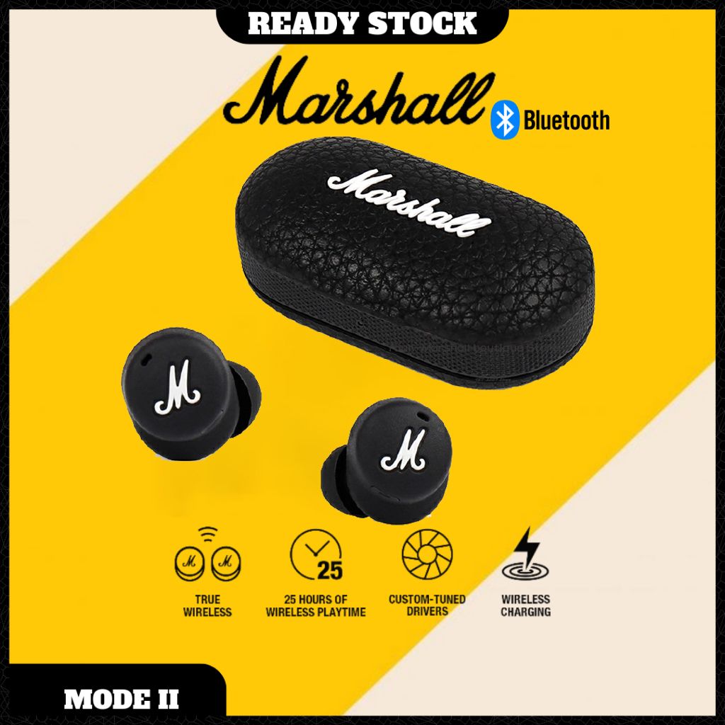 MODE II true wireless Bluetooth headset Marshall M2 Bluetooth headset with heavy bass TWS Wireless Earphone with Mic Gaming Earbuds Noise Cancelling Earpods Bluetooth Sleep buds Earphone For Sleeping