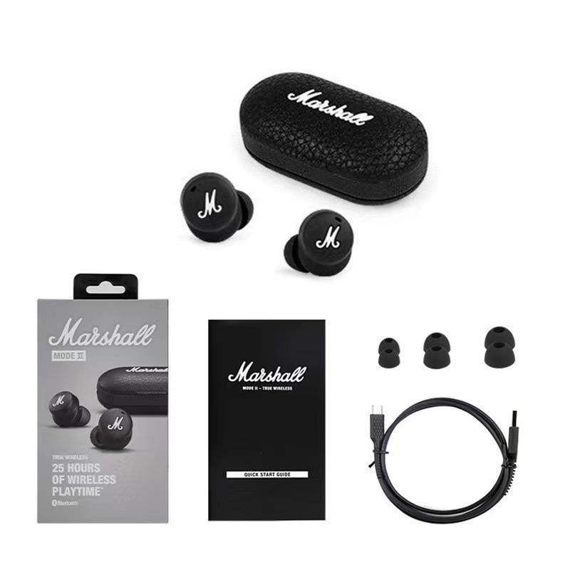 MODE II true wireless Bluetooth headset Marshall M2 Bluetooth headset with heavy bass TWS Wireless Earphone with Mic Gaming Earbuds Noise Cancelling Earpods Bluetooth Sleep buds Earphone For Sleeping