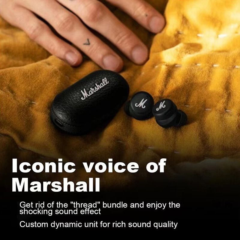 MODE II true wireless Bluetooth headset Marshall M2 Bluetooth headset with heavy bass TWS Wireless Earphone with Mic Gaming Earbuds Noise Cancelling Earpods Bluetooth Sleep buds Earphone For Sleeping