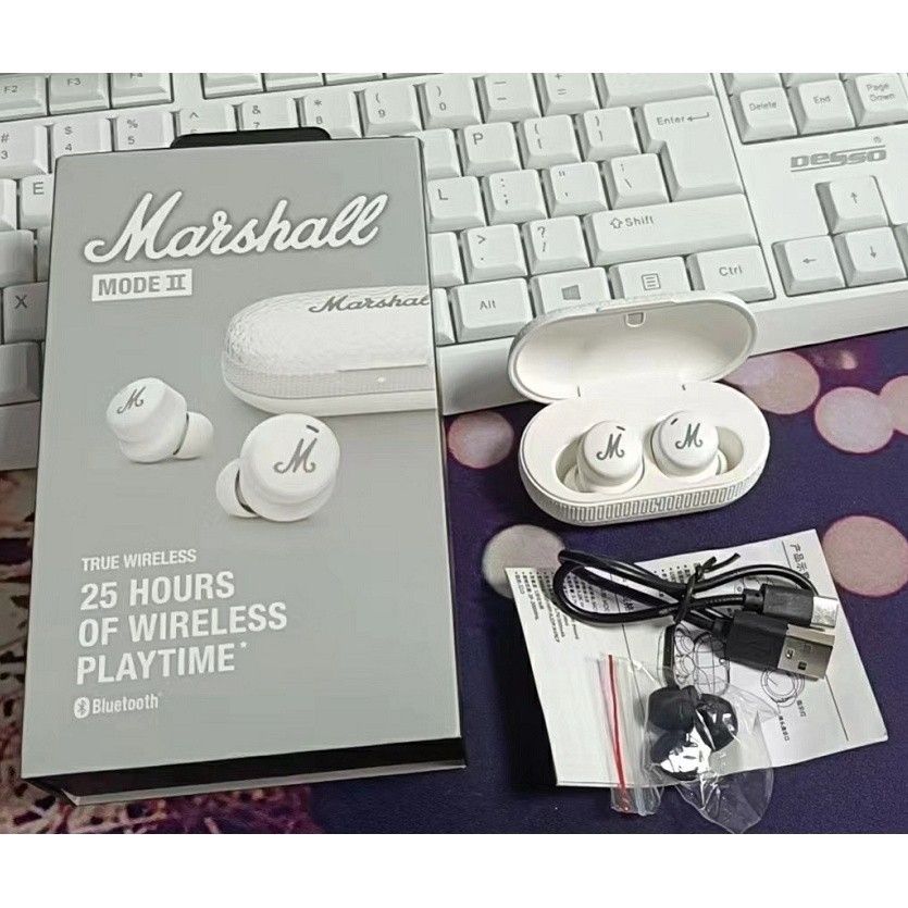 MODE II true wireless Bluetooth headset Marshall M2 Bluetooth headset with heavy bass TWS Wireless Earphone with Mic Gaming Earbuds Noise Cancelling Earpods Bluetooth Sleep buds Earphone For Sleeping