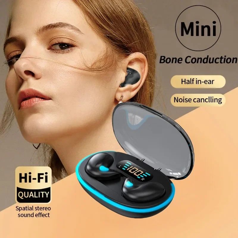 Aloking TWS Wireless Bluetooth Earphones X55 Sleep Invisible Headset Waterproof Noise Reduction Headset With Mic HD Call Mini Sport Game Earpods HIFI Sleep Wireless Earphone Earbuds Super Bass Earpods