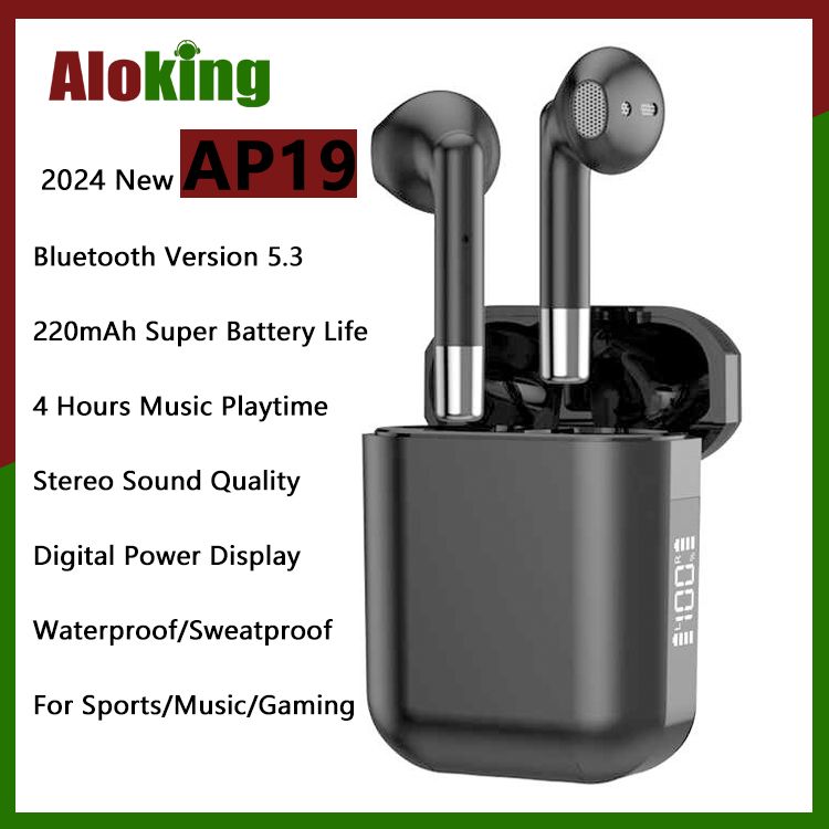 Aloking TWS Wireless Bluetooth Earphone with Microphone Noise Cancelling IPX5 Waterproof Sports Earphones AP19 games Earphone Wireless headphone Mini Bluetooth 5.3 Wireless Earbuds Sports Headset