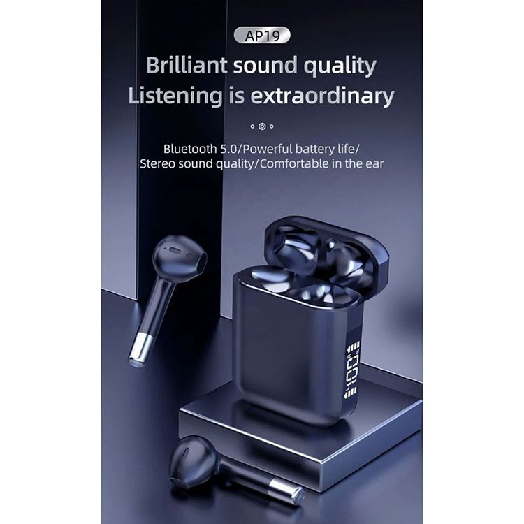 Aloking TWS Wireless Bluetooth Earphone with Microphone Noise Cancelling IPX5 Waterproof Sports Earphones AP19 games Earphone Wireless headphone Mini Bluetooth 5.3 Wireless Earbuds Sports Headset