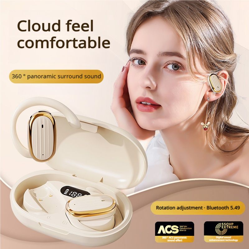 Aloking Hanging Ear Bluetooth wireless Earphone OWS Not in ear Noise Cancelling Bluetooth Headset Earpods Music Sport Earphone Gaming Earpods Wireless Headphones with Mic HiFi Stereo Wireless Earbuds