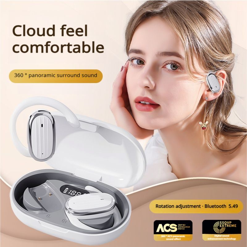 Aloking Hanging Ear Bluetooth wireless Earphone OWS Not in ear Noise Cancelling Bluetooth Headset Earpods Music Sport Earphone Gaming Earpods Wireless Headphones with Mic HiFi Stereo Wireless Earbuds