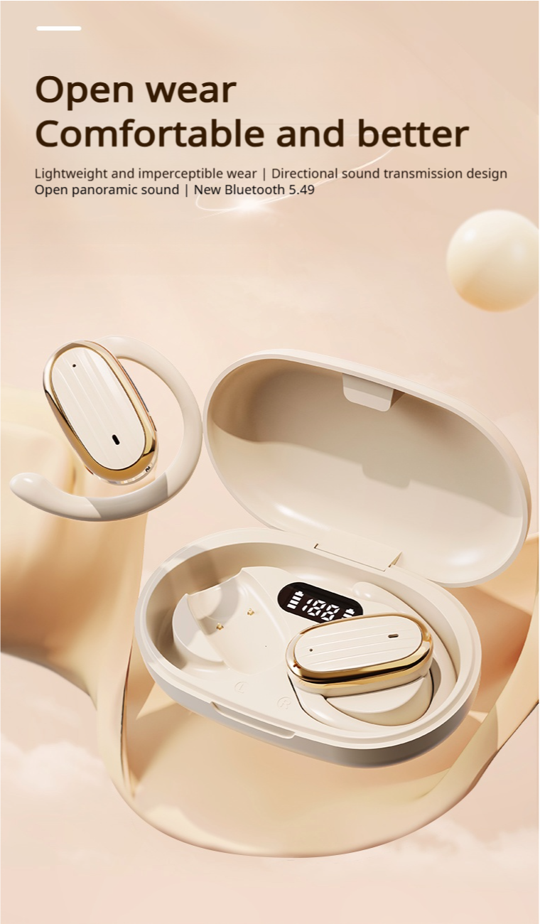 Aloking Hanging Ear Bluetooth wireless Earphone OWS Not in ear Noise Cancelling Bluetooth Headset Earpods Music Sport Earphone Gaming Earpods Wireless Headphones with Mic HiFi Stereo Wireless Earbuds