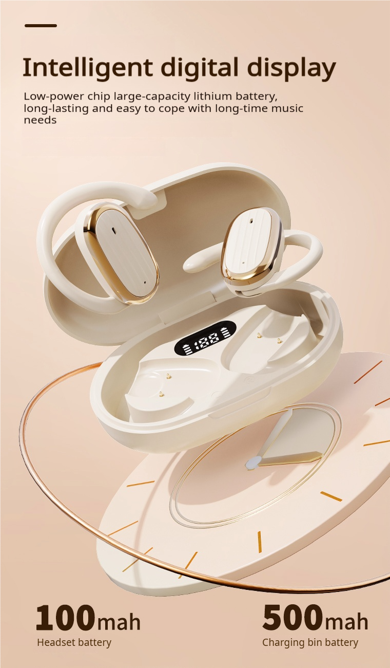 Aloking Hanging Ear Bluetooth wireless Earphone OWS Not in ear Noise Cancelling Bluetooth Headset Earpods Music Sport Earphone Gaming Earpods Wireless Headphones with Mic HiFi Stereo Wireless Earbuds