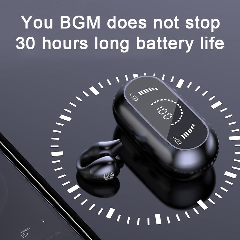 Aloking Wireless Earbuds S03 Bluetooth Headset Clip Type Binaural Stereo Shocking Bass Noise Cancelling Wireless Earphone Bluetooth earphone Waterproof Sports Game earbuds Power Display Earpods buds