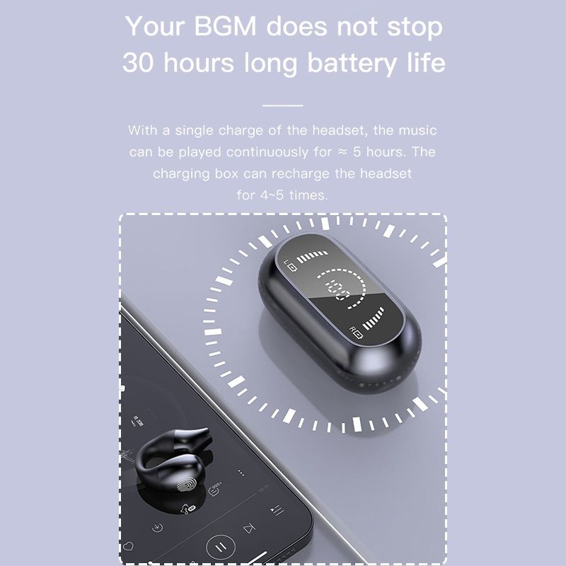 Aloking Wireless Earbuds S03 Bluetooth Headset Clip Type Binaural Stereo Shocking Bass Noise Cancelling Wireless Earphone Bluetooth earphone Waterproof Sports Game earbuds Power Display Earpods buds