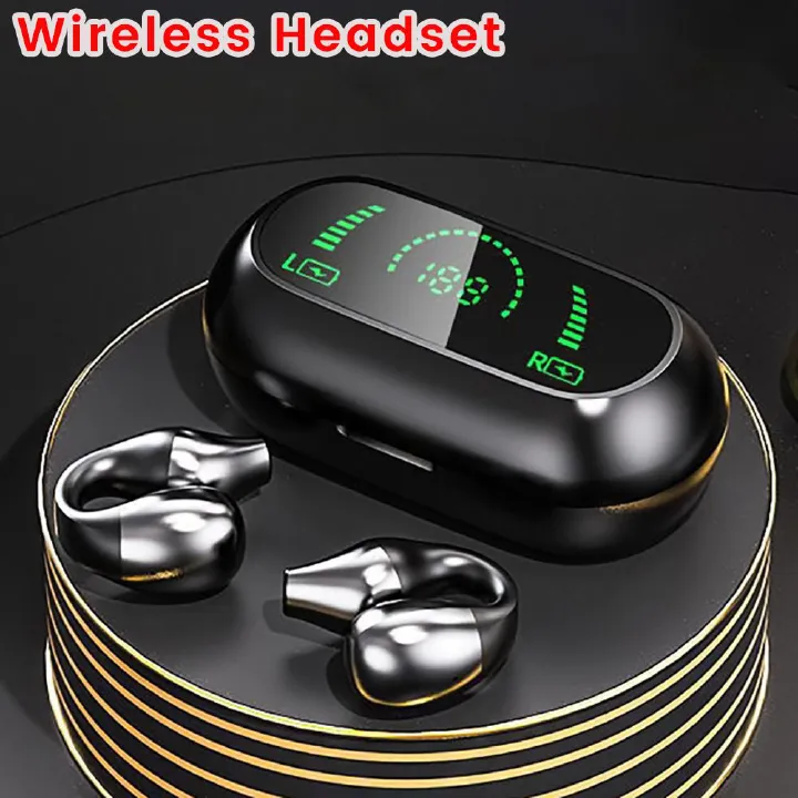 Aloking TWS S03 Noise Reduction Wireless Earphones Bluetooth earphone Ear Clip Bluetooth Earphone Waterproof High Power E-Sports Game 8D Shocking Sound Game earphones Touch Control LED Display Earpods