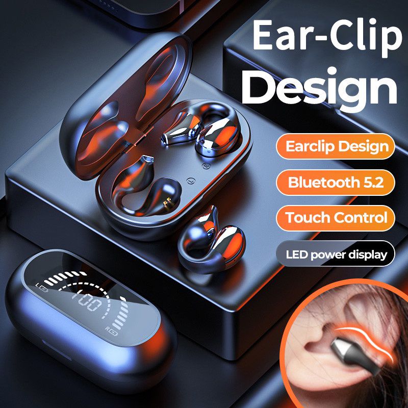 Aloking Wireless Earbuds S03 Bluetooth Headset Clip Type Binaural Stereo Shocking Bass Noise Cancelling Wireless Earphone Bluetooth earphone Waterproof Sports Game earbuds Power Display Earpods buds