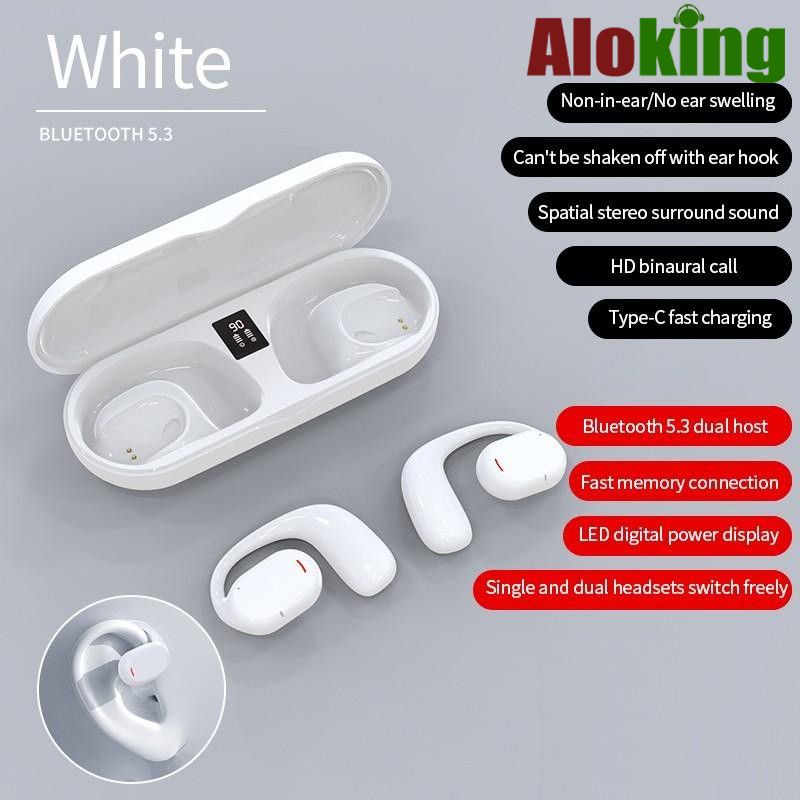 Aloking TWS Wireless Earbuds Bluetooth Earphone Bluetooth 5.3 HIFI Sound quality hanging ear super long endurance noise reduction call IPX6 waterproof Touch Control Headset sports earphone Gaming buds