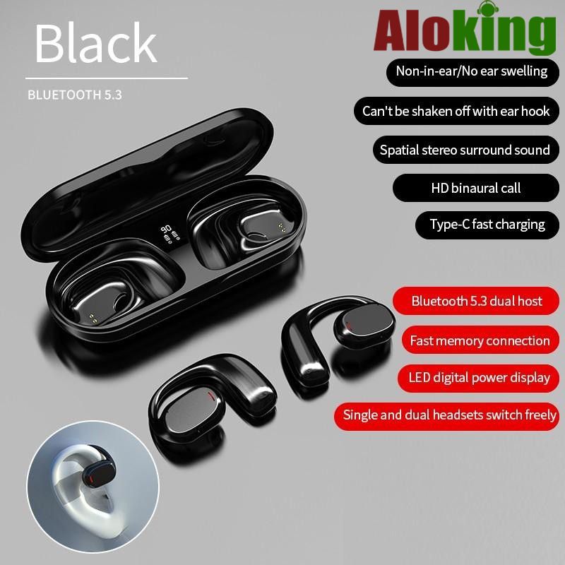 Aloking TWS Wireless Earbuds Bluetooth Earphone Bluetooth 5.3 HIFI Sound quality hanging ear super long endurance noise reduction call IPX6 waterproof Touch Control Headset sports earphone Gaming buds