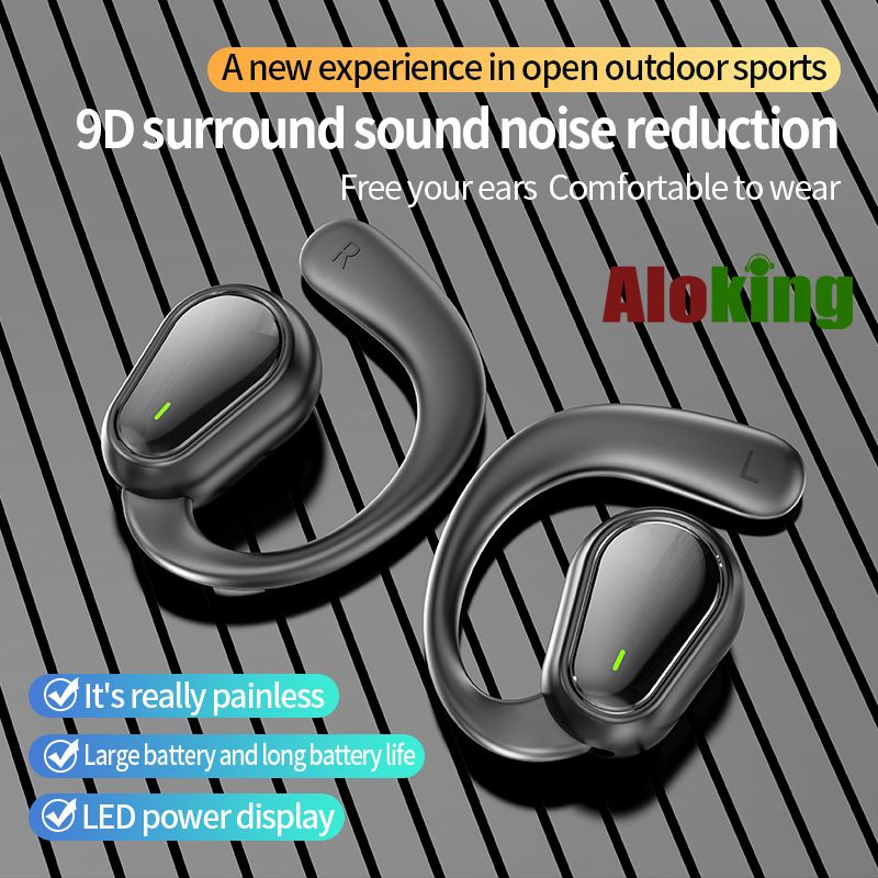 Aloking Wireless Earbuds Pure bass Ear-mounted Bluetooth headset bone conduction non-into-ear OWS open type painless waterproof long battery life wireless Bluetooth headset Bluetooth Earphone Earpods