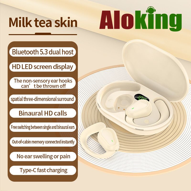 Aloking Wireless Earbuds Pure bass Ear-mounted Bluetooth headset bone conduction non-into-ear OWS open type painless waterproof long battery life wireless Bluetooth headset Bluetooth Earphone Earpods
