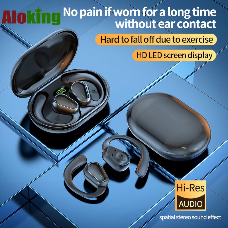Aloking Wireless Earbuds Pure bass Ear-mounted Bluetooth headset bone conduction non-into-ear OWS open type painless waterproof long battery life wireless Bluetooth headset Bluetooth Earphone Earpods