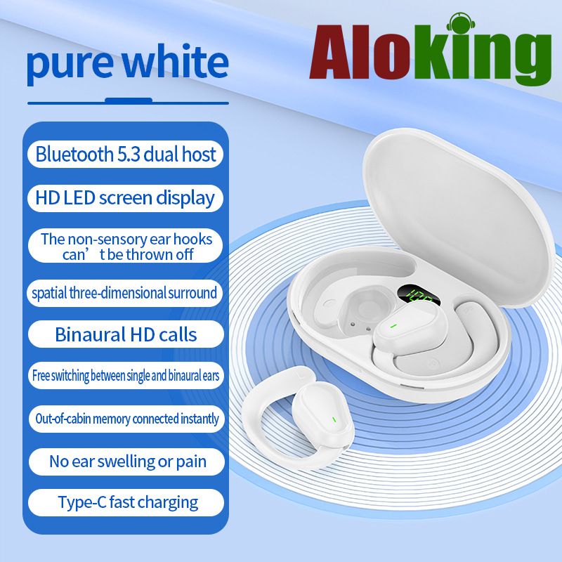 Aloking Wireless Earbuds Pure bass Ear-mounted Bluetooth headset bone conduction non-into-ear OWS open type painless waterproof long battery life wireless Bluetooth headset Bluetooth Earphone Earpods