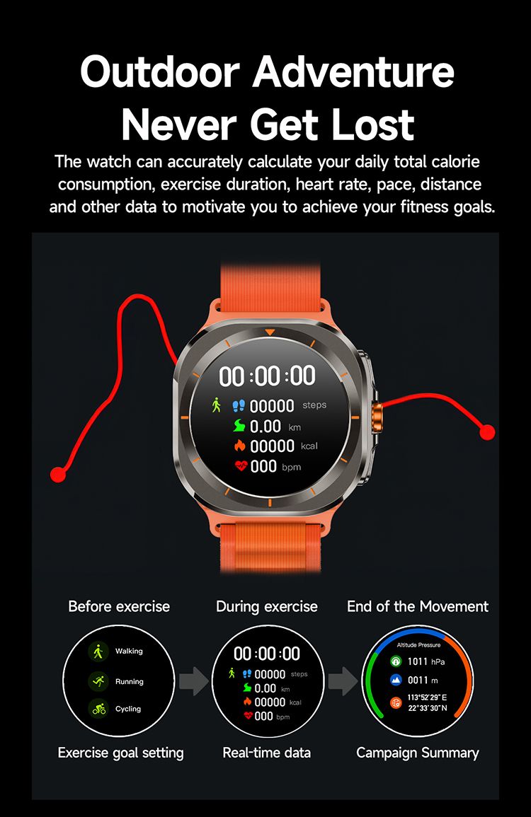 2in1 Z7 Ultra Smart Watch with 2 pcs straps Bluetooth Call Compass Health Fitness Tracker Big Battery Outdoor Sport Watch for Men Smart watch 7 Heart rate monitor Men's smart watch sports smartwatches