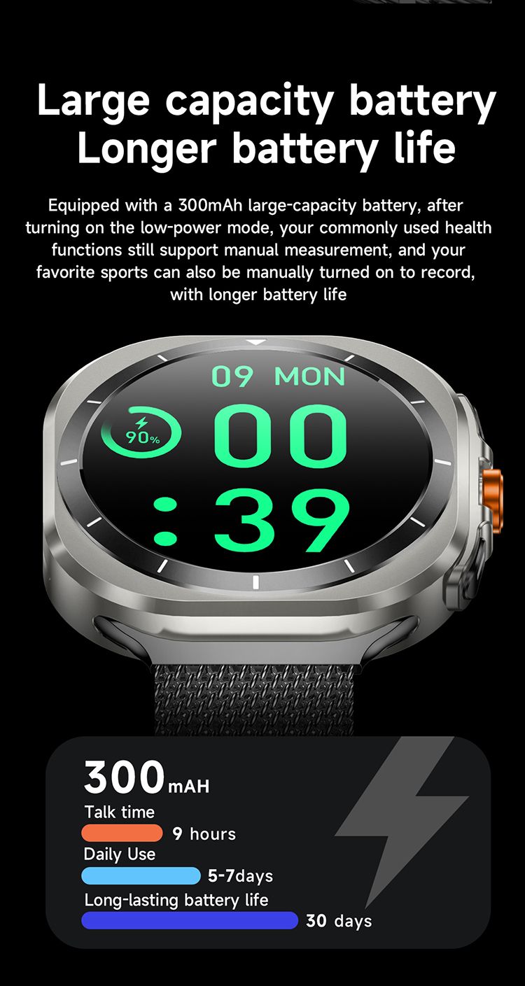 2in1 Z7 Ultra Smart Watch with 2 pcs straps Bluetooth Call Compass Health Fitness Tracker Big Battery Outdoor Sport Watch for Men Smart watch 7 Heart rate monitor Men's smart watch sports smartwatches