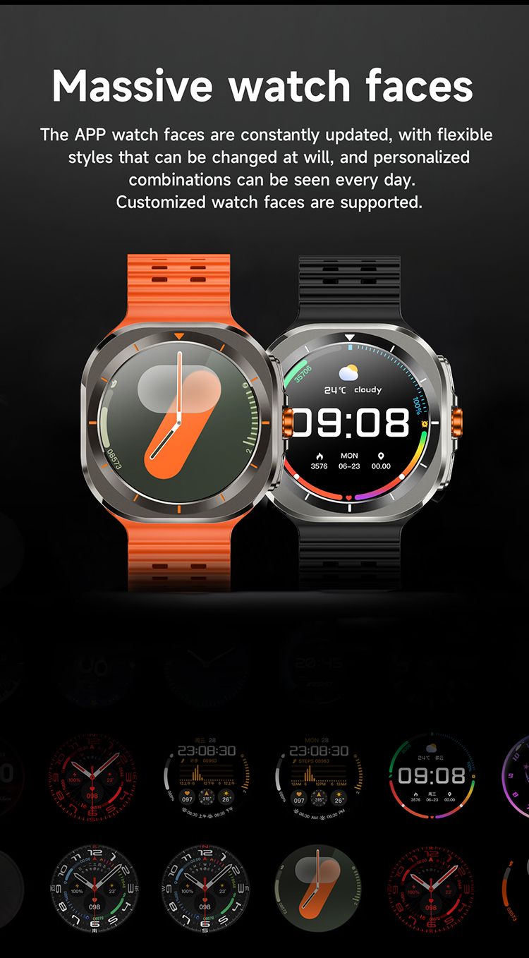 2in1 Z7 Ultra Smart Watch with 2 pcs straps Bluetooth Call Compass Health Fitness Tracker Big Battery Outdoor Sport Watch for Men Smart watch 7 Heart rate monitor Men's smart watch sports smartwatches