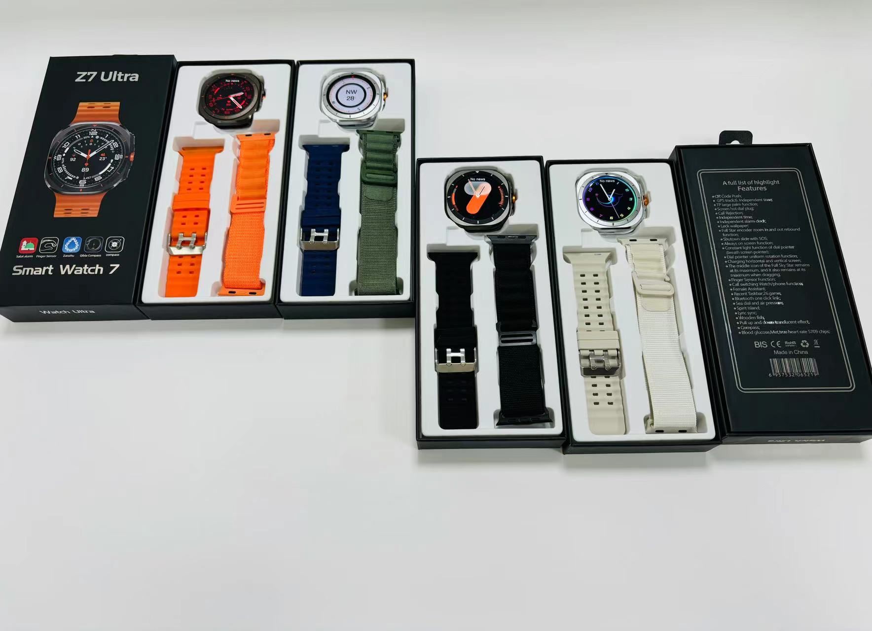 2in1 Z7 Ultra Smart Watch with 2 pcs straps Bluetooth Call Compass Health Fitness Tracker Big Battery Outdoor Sport Watch for Men Smart watch 7 Heart rate monitor Men's smart watch sports smartwatches