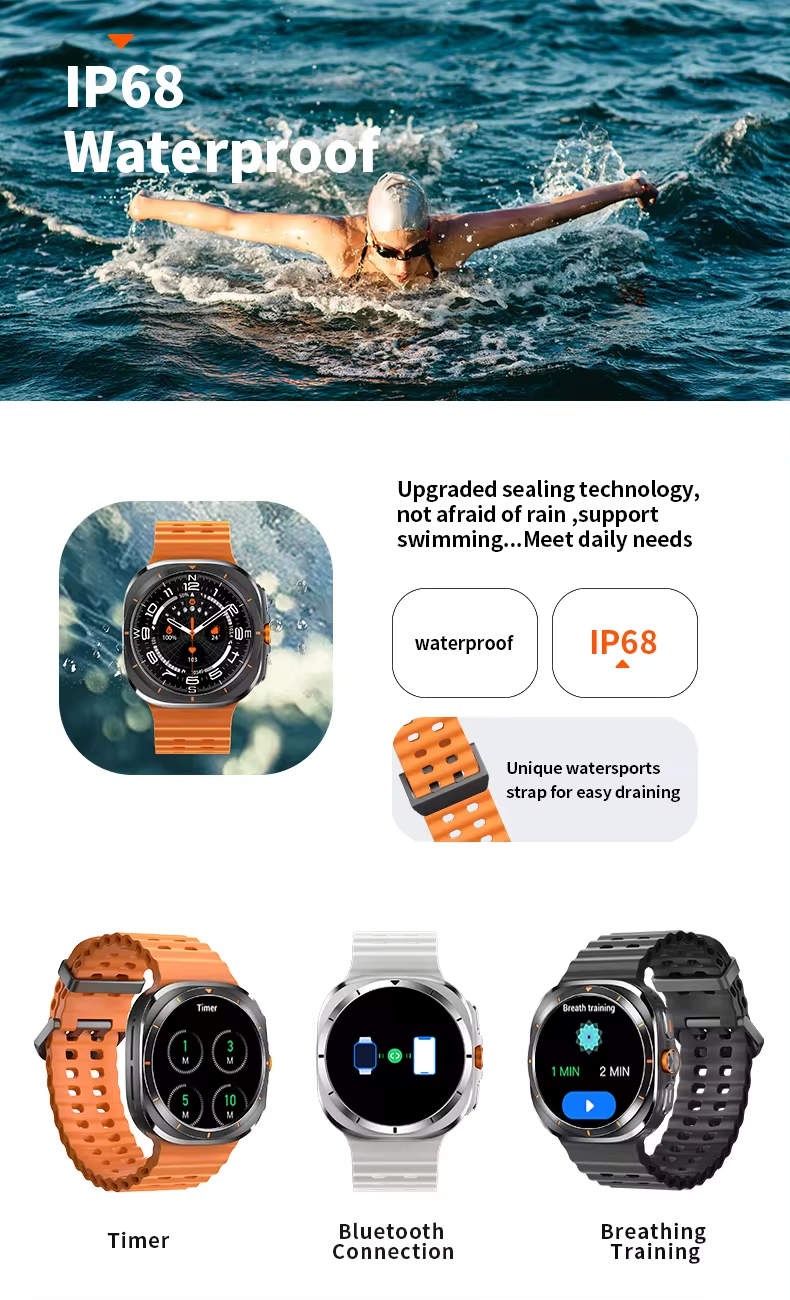 2in1 Z7 Ultra Smart Watch with 2 pcs straps Bluetooth Call Compass Health Fitness Tracker Big Battery Outdoor Sport Watch for Men Smart watch 7 Heart rate monitor Men's smart watch sports smartwatches