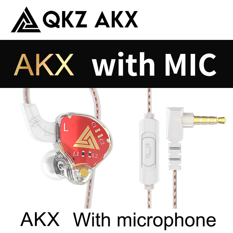 QKZ AKX Wired In Ear Earphones HiFi Sound Monitoring Dynamic Driver Headphone Sports Earphone Wired Earphone with Microphone Music Gaming Earphones