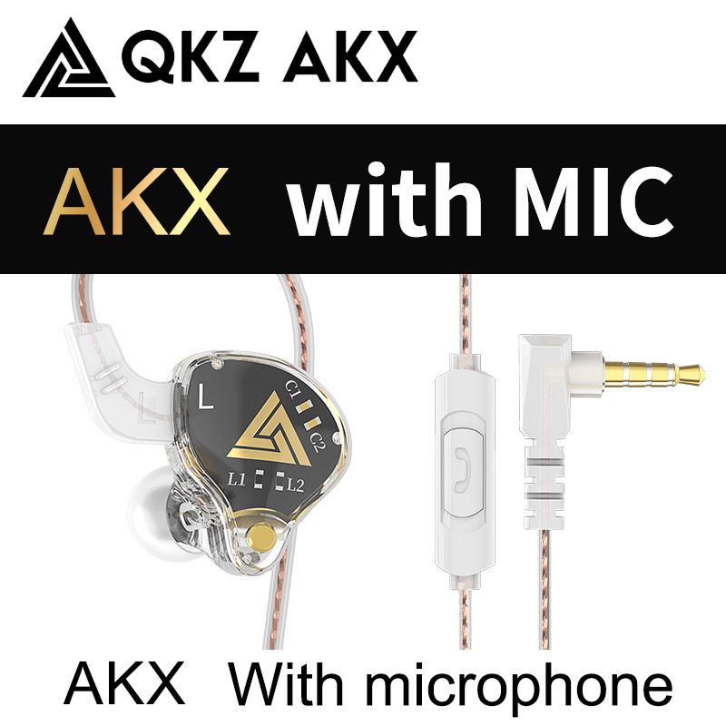 QKZ AKX Wired In Ear Earphones HiFi Sound Monitoring Dynamic Driver Headphone Sports Earphone Wired Earphone with Microphone Music Gaming Earphones