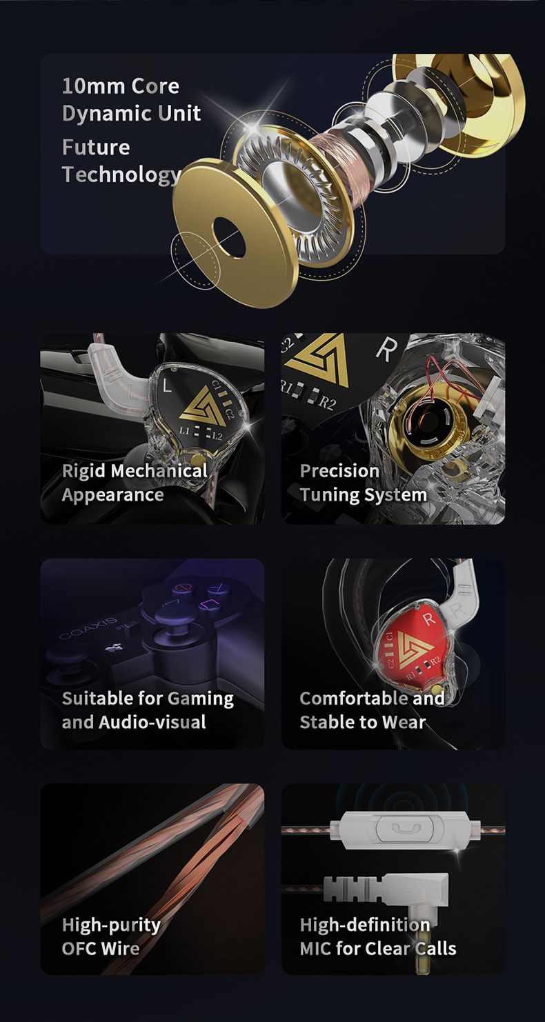 QKZ AKX Wired In Ear Earphones HiFi Sound Monitoring Dynamic Driver Headphone Sports Earphone Wired Earphone with Microphone Music Gaming Earphones
