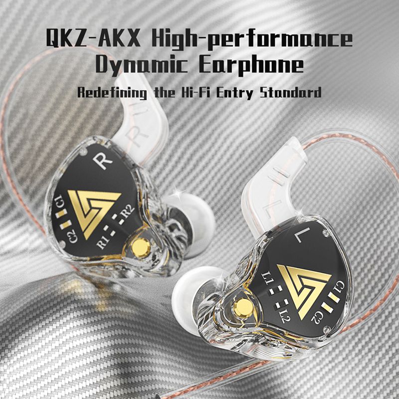 QKZ AKX Wired In Ear Earphones HiFi Sound Monitoring Dynamic Driver Headphone Sports Earphone Wired Earphone with Microphone Music Gaming Earphones