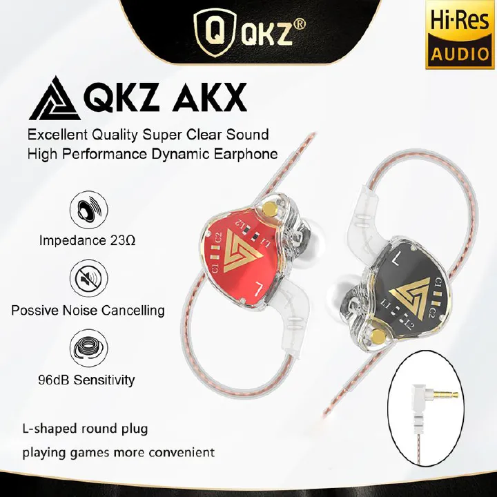 QKZ AKX Wired In Ear Earphones HiFi Sound Monitoring Dynamic Driver Headphone Sports Earphone Wired Earphone with Microphone Music Gaming Earphones