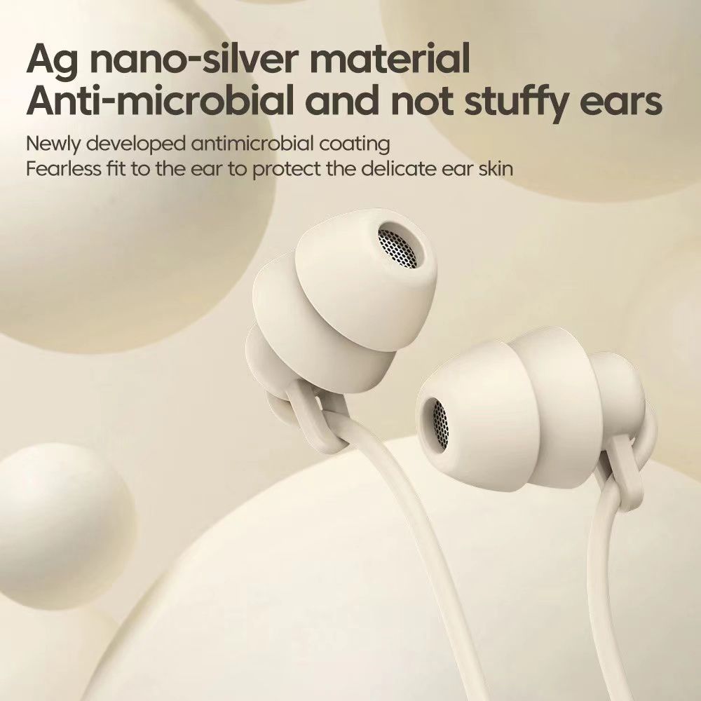 Aloking 3.5mm Plug Line Control In-ear Sleep Earbuds Wired Earphones Wired Control noise Reduction Wired Earphone Wired Control Mini Headphone soft liquid silicone Sleeping earphone Game Wired Headset