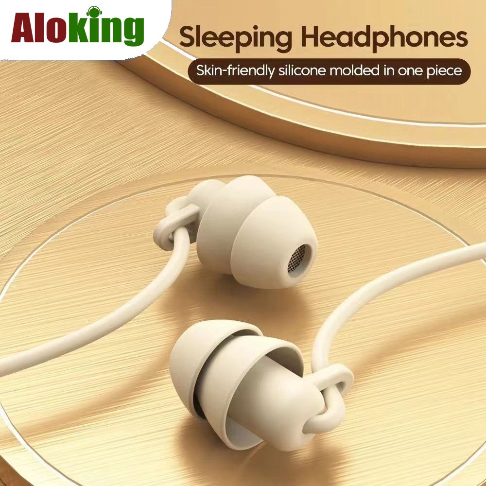 Aloking 3.5mm Plug Line Control In-ear Sleep Earbuds Wired Earphones Wired Control noise Reduction Wired Earphone Wired Control Mini Headphone soft liquid silicone Sleeping earphone Game Wired Headset