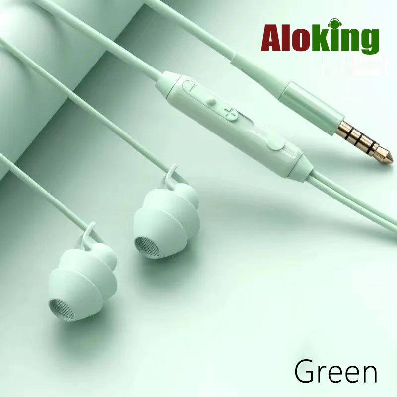 Aloking 3.5mm Plug Line Control In-ear Sleep Earbuds Wired Earphones Wired Control noise Reduction Wired Earphone Wired Control Mini Headphone soft liquid silicone Sleeping earphone Game Wired Headset