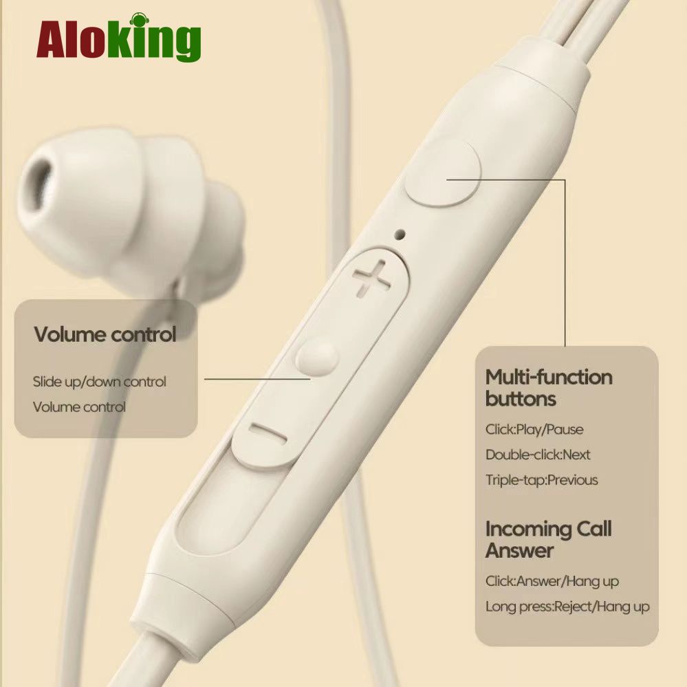 Aloking 3.5mm Plug Line Control In-ear Sleep Earbuds Wired Earphones Wired Control noise Reduction Wired Earphone Wired Control Mini Headphone soft liquid silicone Sleeping earphone Game Wired Headset