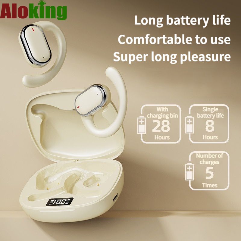 Aloking TWS True Wireless Earphones Bluetooth Earphone Noise Cancelling ENC HIFI Sound Stereo Wireless Earbuds Haging Ear Type Bluetooth Headset Gaming Waterproof Earpods For Sports Bluetooth Headset